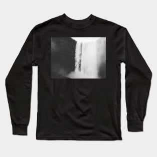 Waterfall landscape black and white Long Sleeve T-Shirt